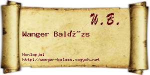 Wanger Balázs névjegykártya